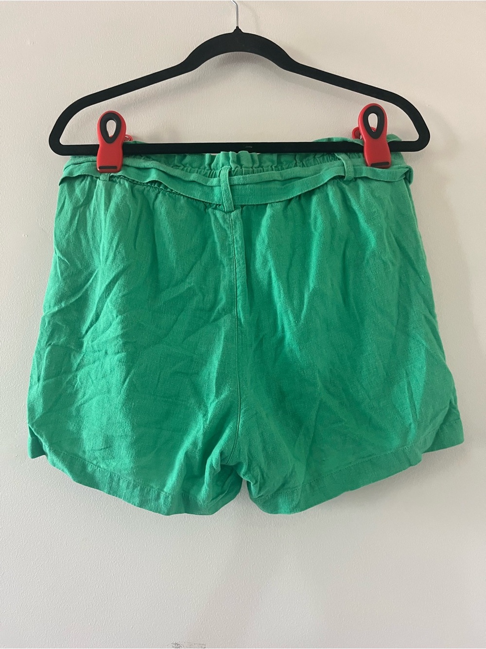 J Crew Green Linen Blend Tie Waist Shorts Small Coastal Resort Euro Summer Beach - Picture 3 of 6